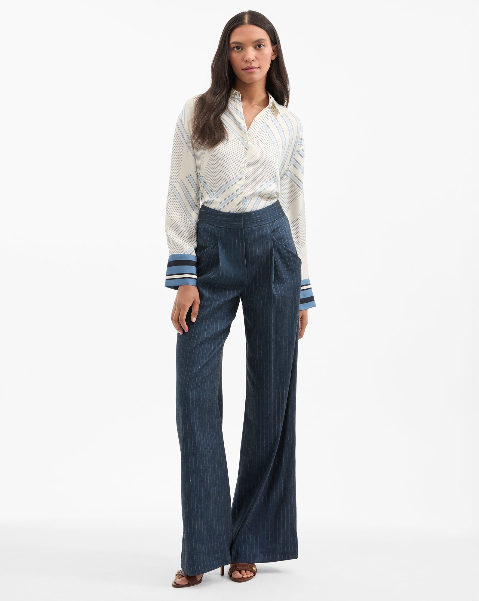Rimini Wide-Leg Pinstripe Pant