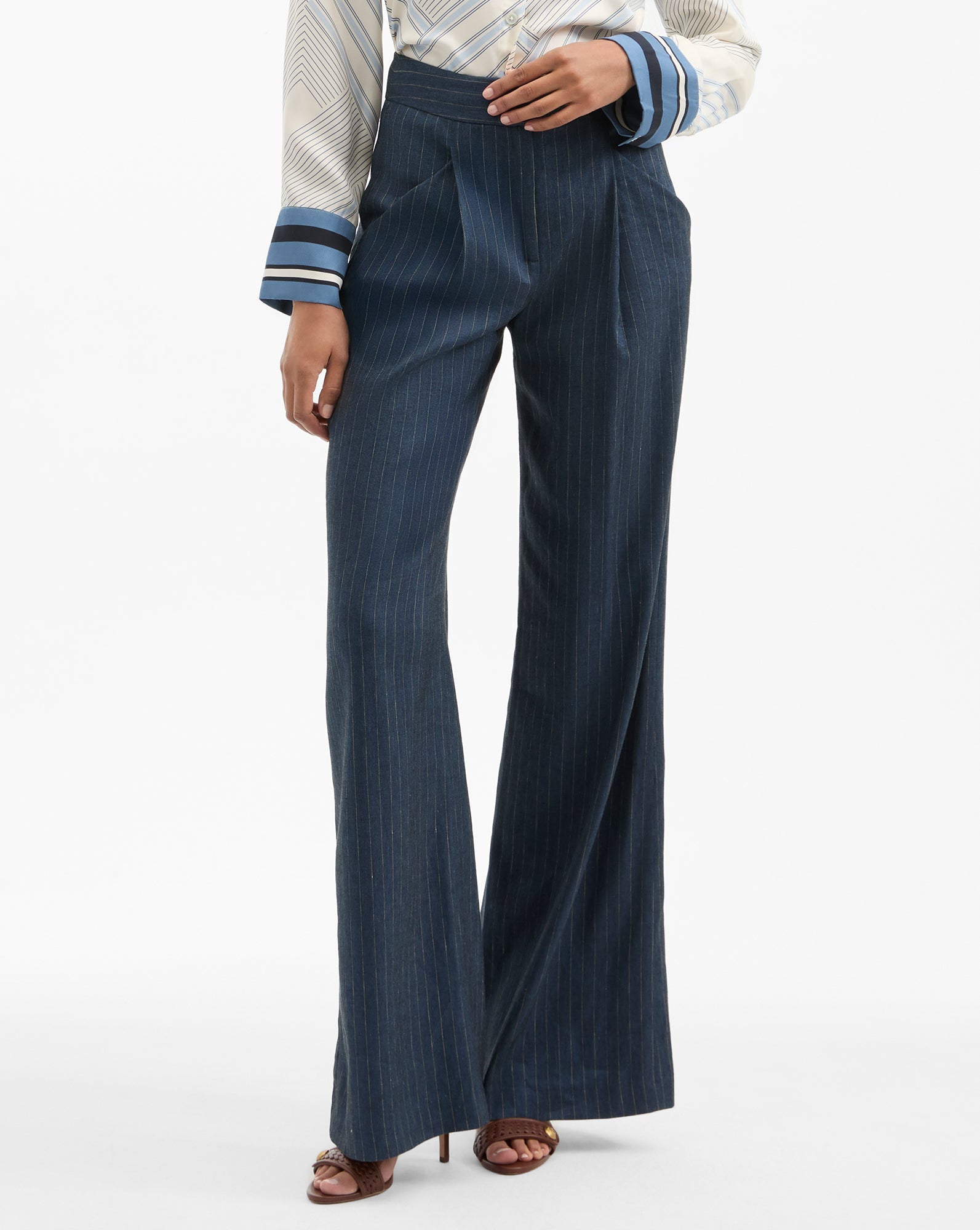 Rimini Wide-Leg Pinstripe Pant