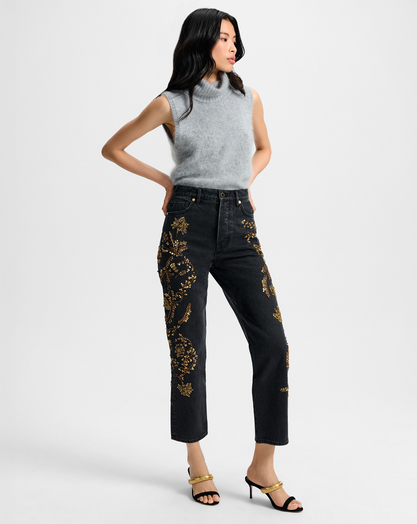 Daniela Embellished Straight-Leg Jean