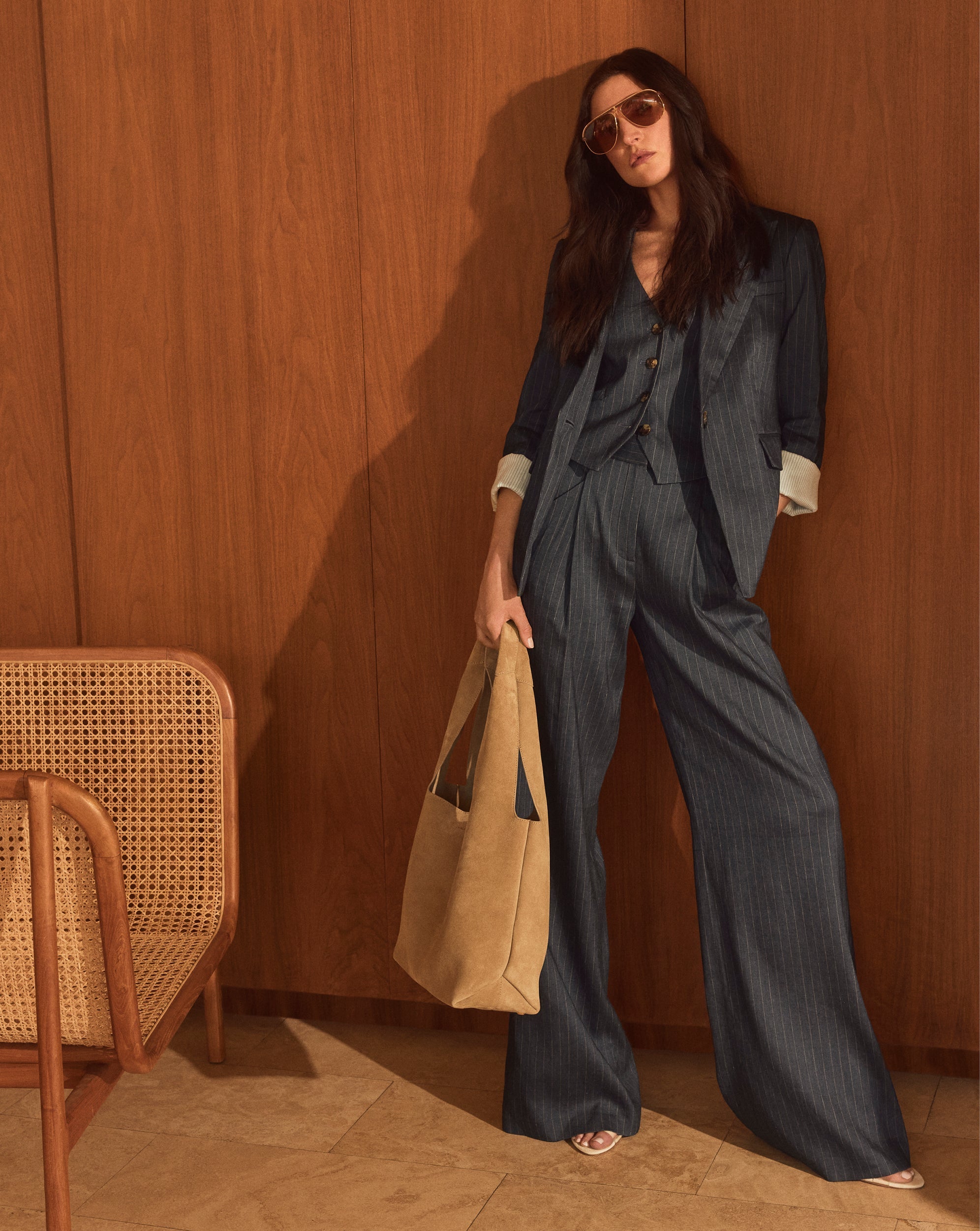 Rimini Wide-Leg Pinstripe Pant