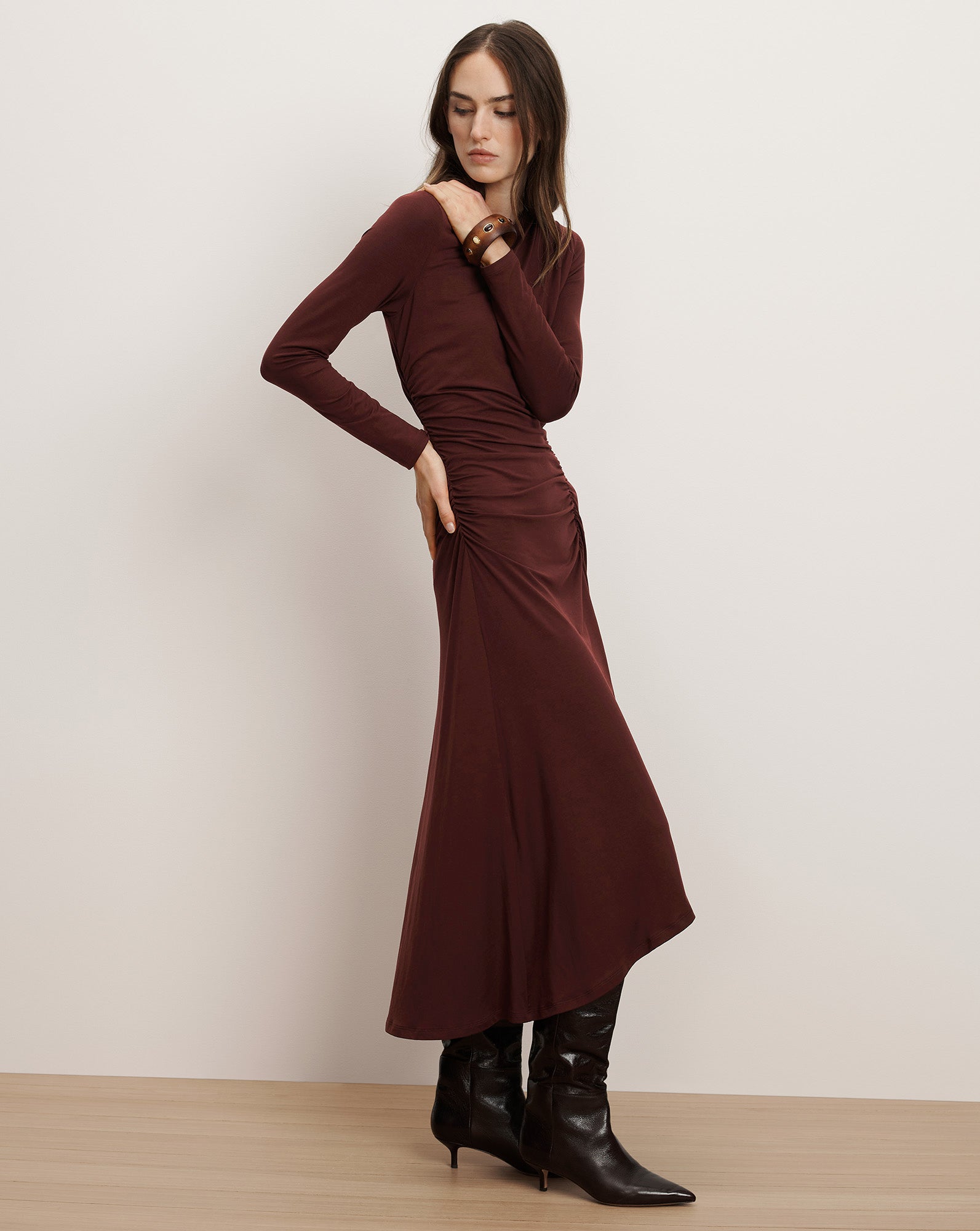 Theodora Ruched Midi Dress